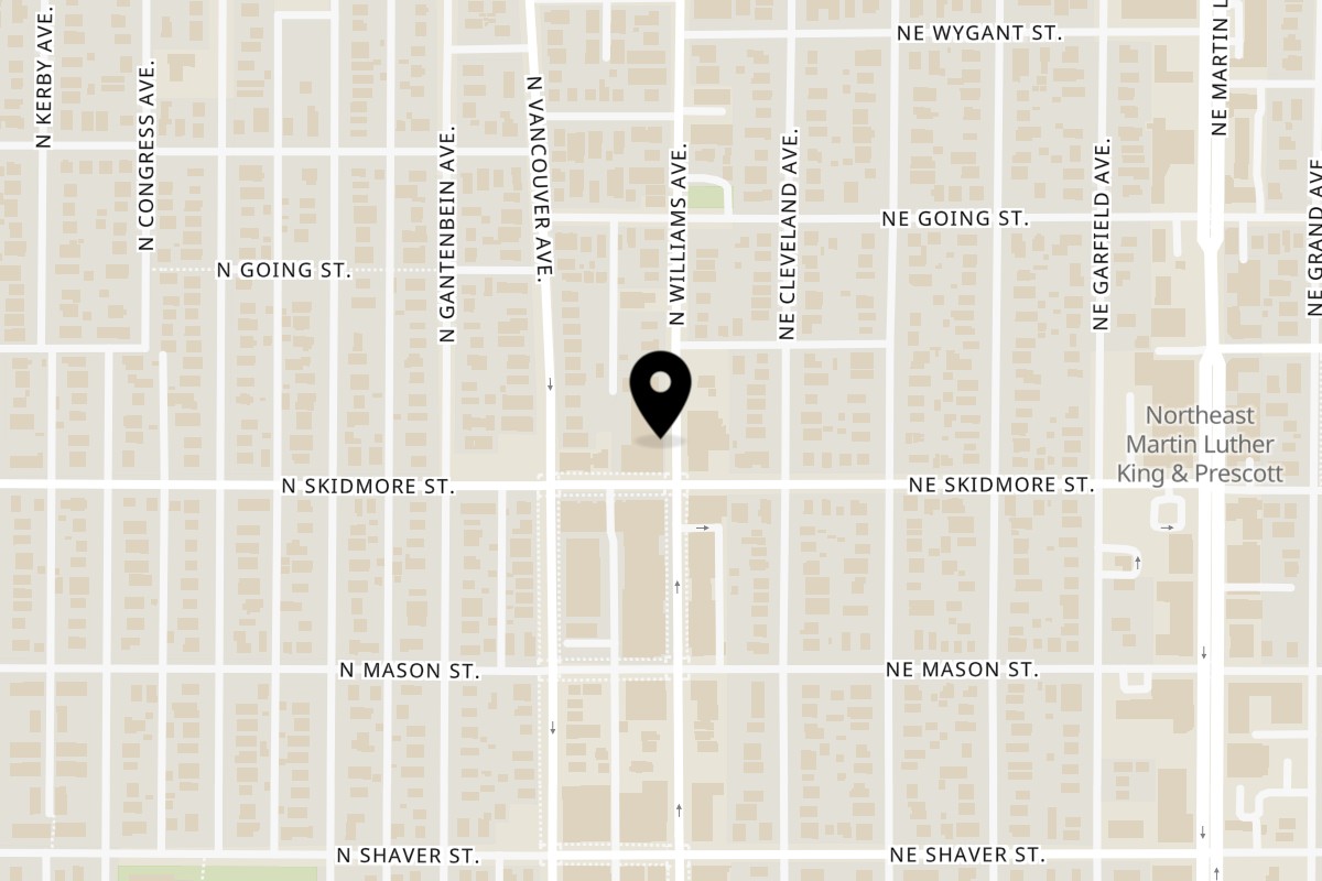 Map showing the location of Second Oven Pizza on 4327 N Williams Ave in Portland